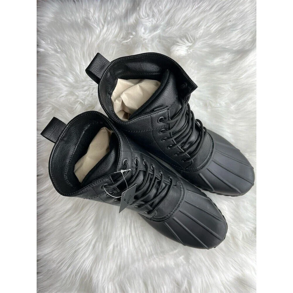 🆕 London Fog Collection Men's Seth Duck Boots Black Waterproof Lace-Up Size 13